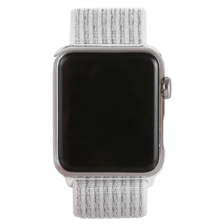 38 & 40 mm armband för Apple Watch i nylon (Silver/Vit)
