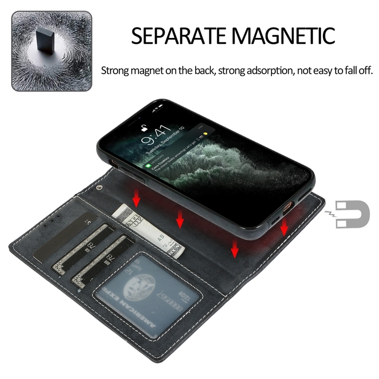 iPhone 12 Pro Max avtagbart magnetisk läderfodral med korthållare