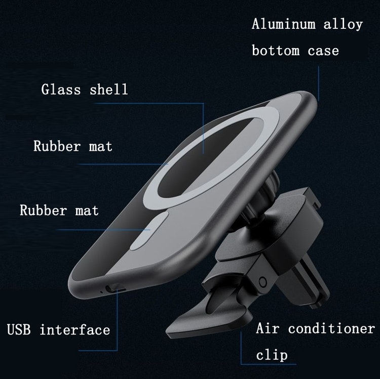 15W Magnetisk trådlös laddare / mobilhållare till bilen för iPhone 12-serien