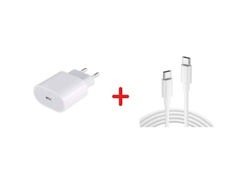 Paket med USB-C väggadapter och laddkabel