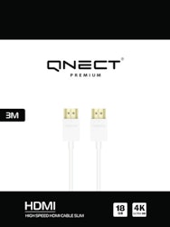HDMI High Speed med Ethernet 4K UHD, 18 Gbps, Slim, 3 meter, Vit