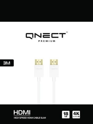 HDMI High Speed med Ethernet 4K UHD, 18 Gbps, Slim, 3 meter, Vit