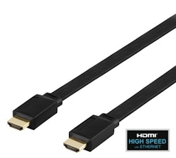 Platt high speed HDMI-kabel med Ethernet, 5 m, svart