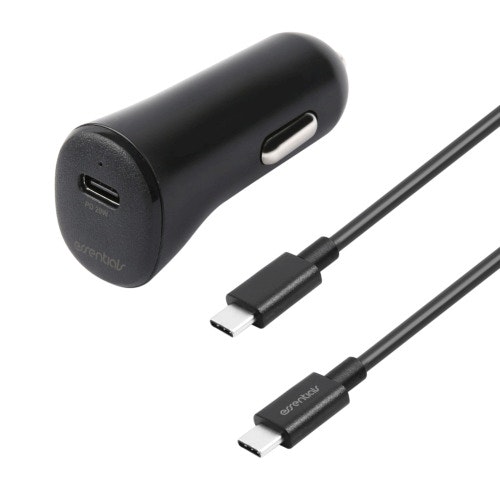 Billaddare PD 20W, USB-C-USB-C cable, 1m, svart