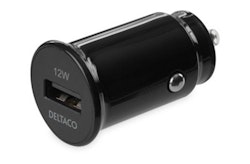 USB billadare med avtagbar USB-A till Lightning kabel, 12 W, 1m kabel, MFi, svart