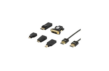 HDMI/DisplayPort/DVI adapter kit, HDMI kabel 2m, 4K, svart