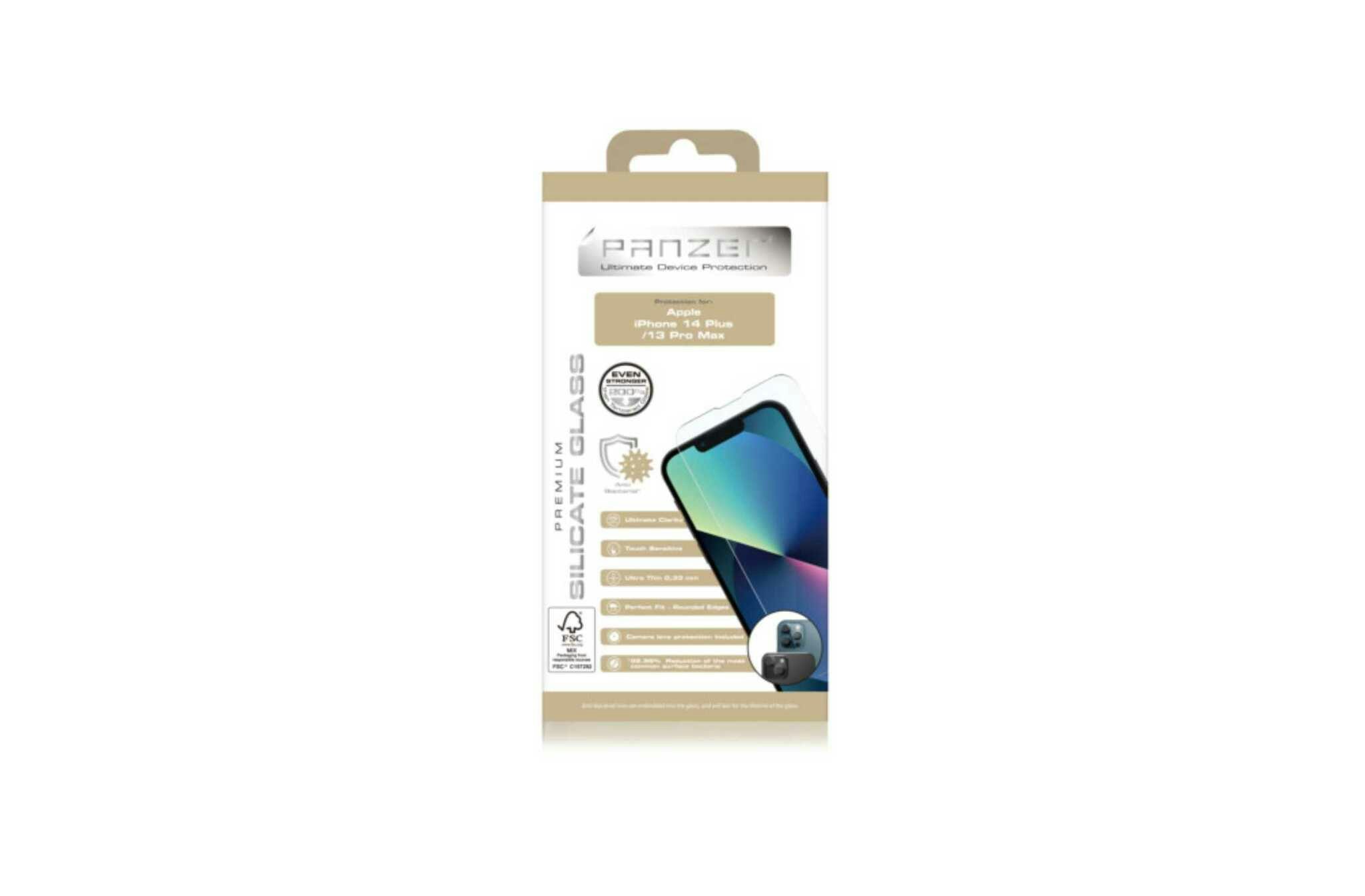 iPhone 13 Pro Max / 14 Plus – PANZER® Full-Fit Skärmskydd i Silikatglas