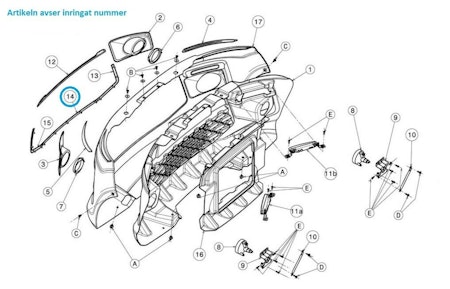 Grill fram - mitten del krom - Ligier JS50/JS50L (Gen 1)