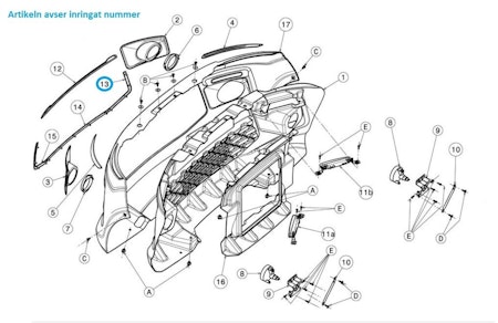 Krom detalj - Stötfångare grill fram höger - Ligier JS50 (Gen 1)
