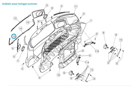 Krom detalj - Stötfångare grill fram vänster - Ligier JS50 (Gen 1)