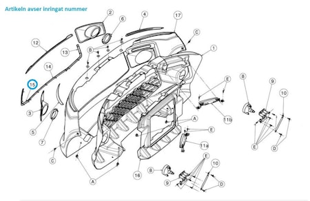 Krom detalj - Stötfångare grill fram vänster - Ligier IXO V2/JSRC
