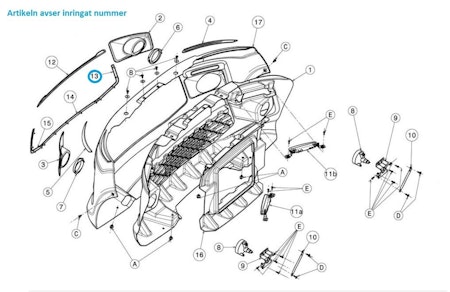 Krom detalj - Stötfångare grill fram höger - Ligier IXO V2/JSRC