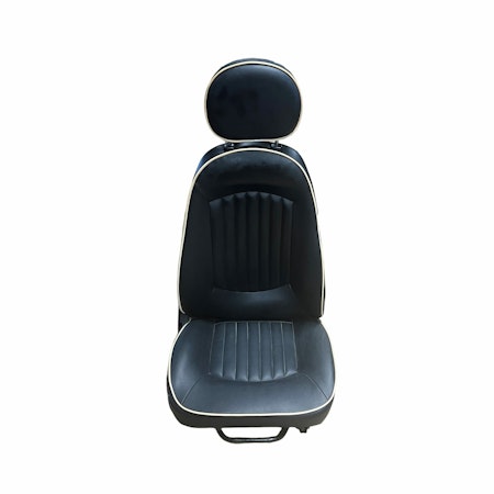 Stol/Säte Vänster svart med vit kantband - Microcar M8 m.fl (Beg)