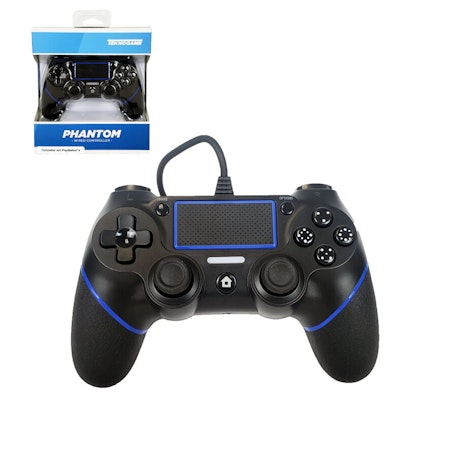 (Nytt) Phantom P4 Wired Controller Svart PS4 Playstation 4