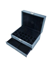Jewelry box square Belgian linen Midnight blue
