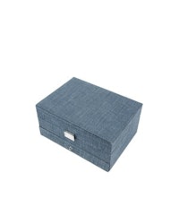 Jewelry box square Belgian linen Midnight blue