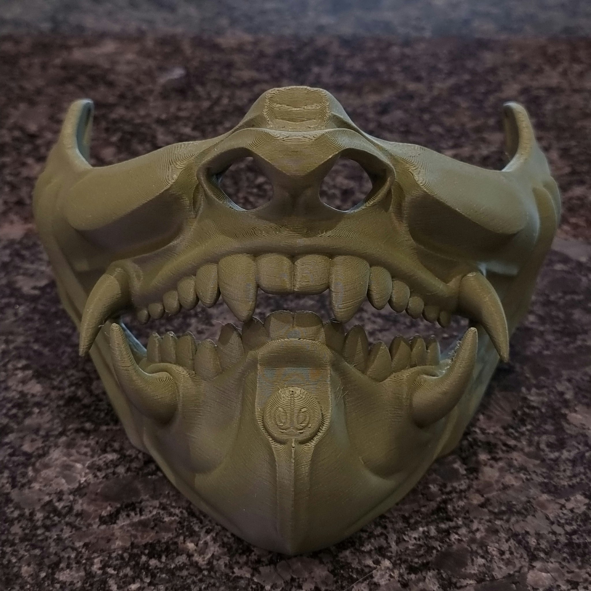 3D-Printed Oni Mask in PLA – Cosplay & Decoration Half Mask in Multiple Colors