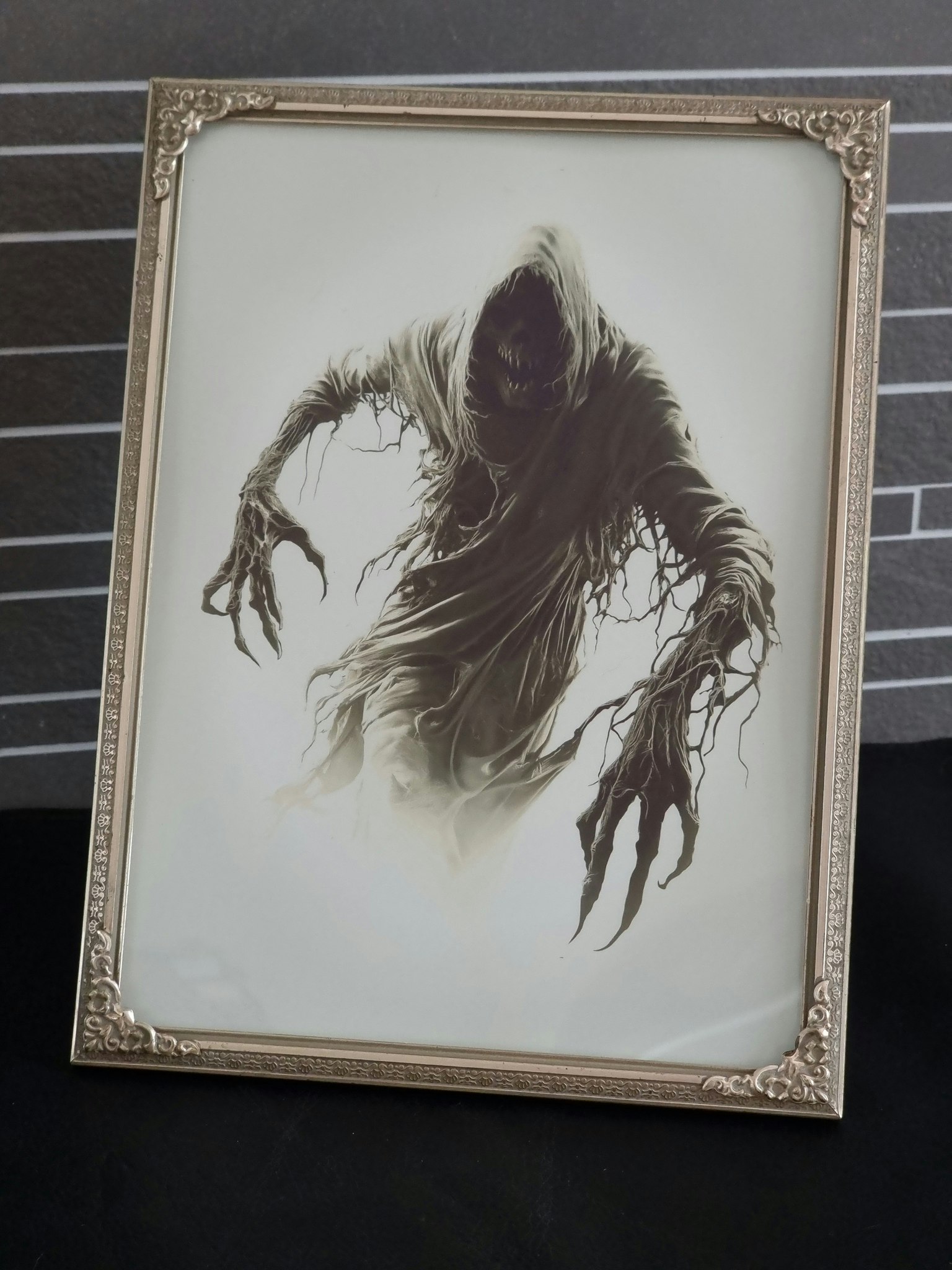 Painting with Geist in Old Silver Frame - 18x24 cm
