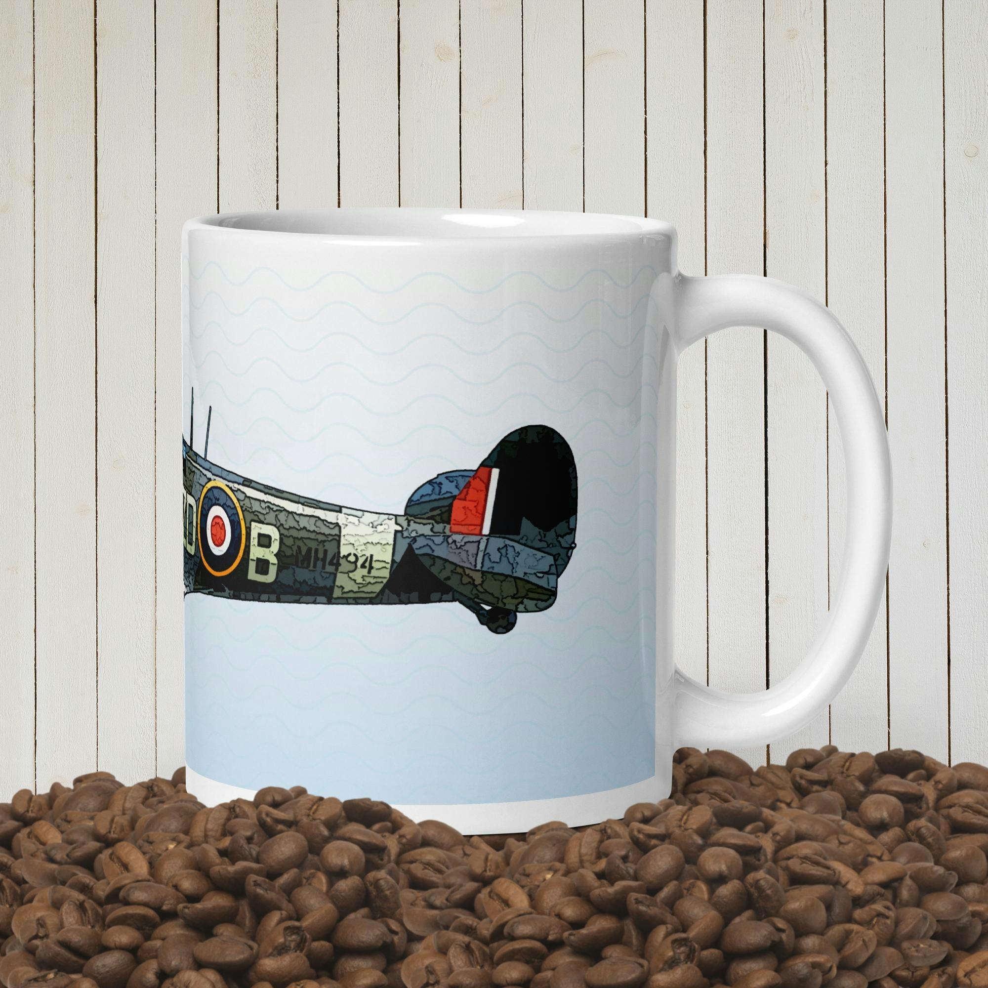 Illustrated Spitfire Mug | Customizable Text | Perfect for Aviation Fans