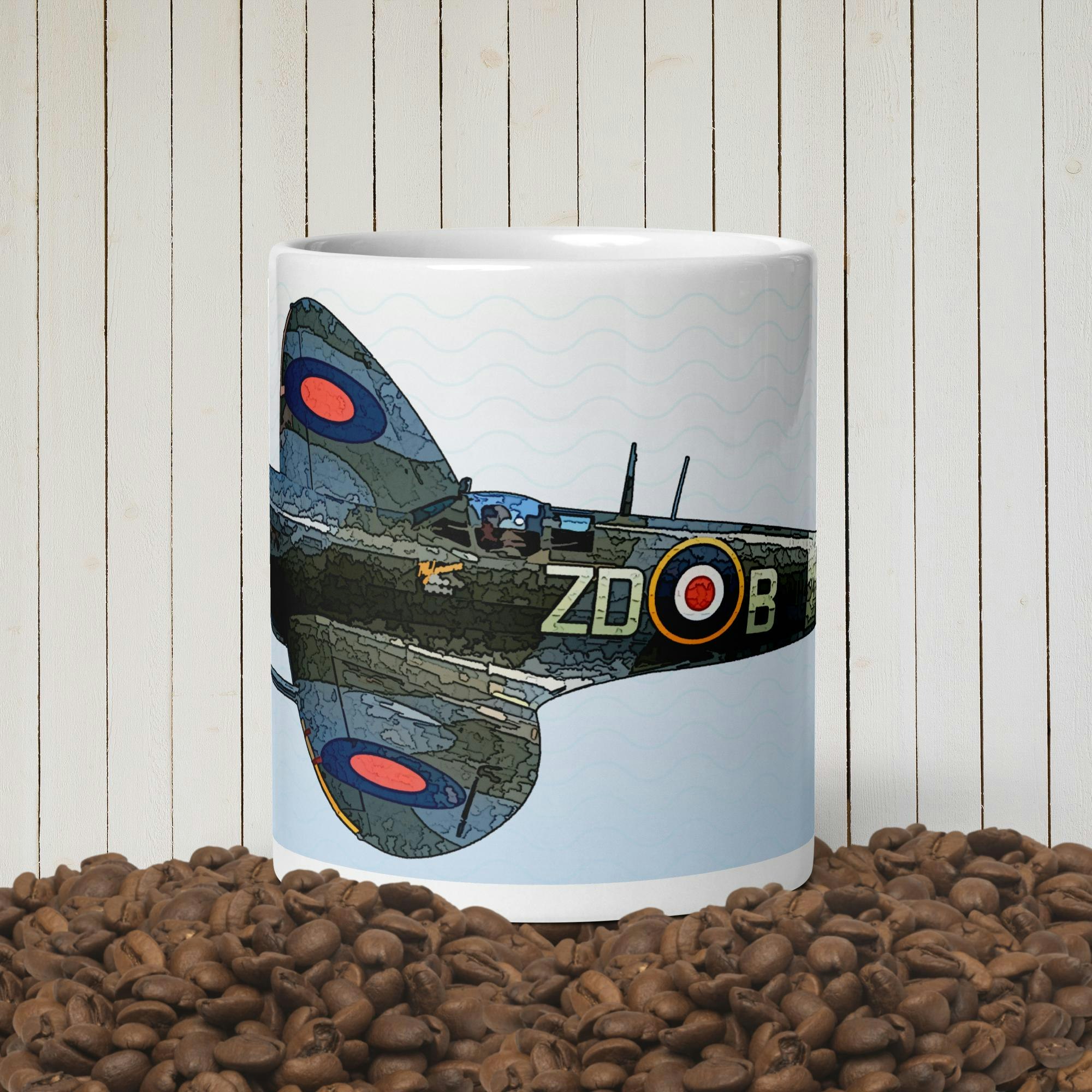 Illustrated Spitfire Mug | Customizable Text | Perfect for Aviation Fans