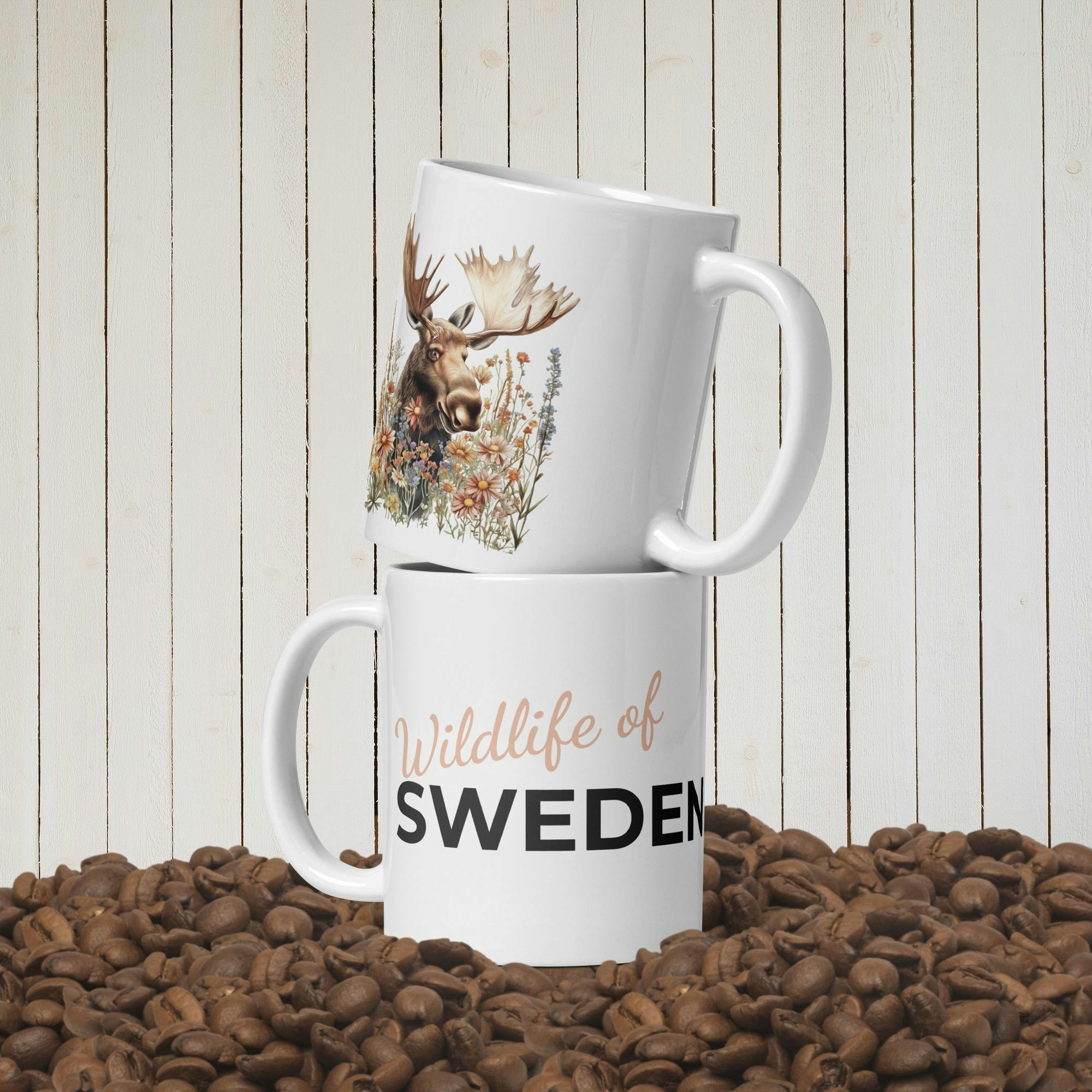 Moose and Flowers - Wildlife of Sweden mug