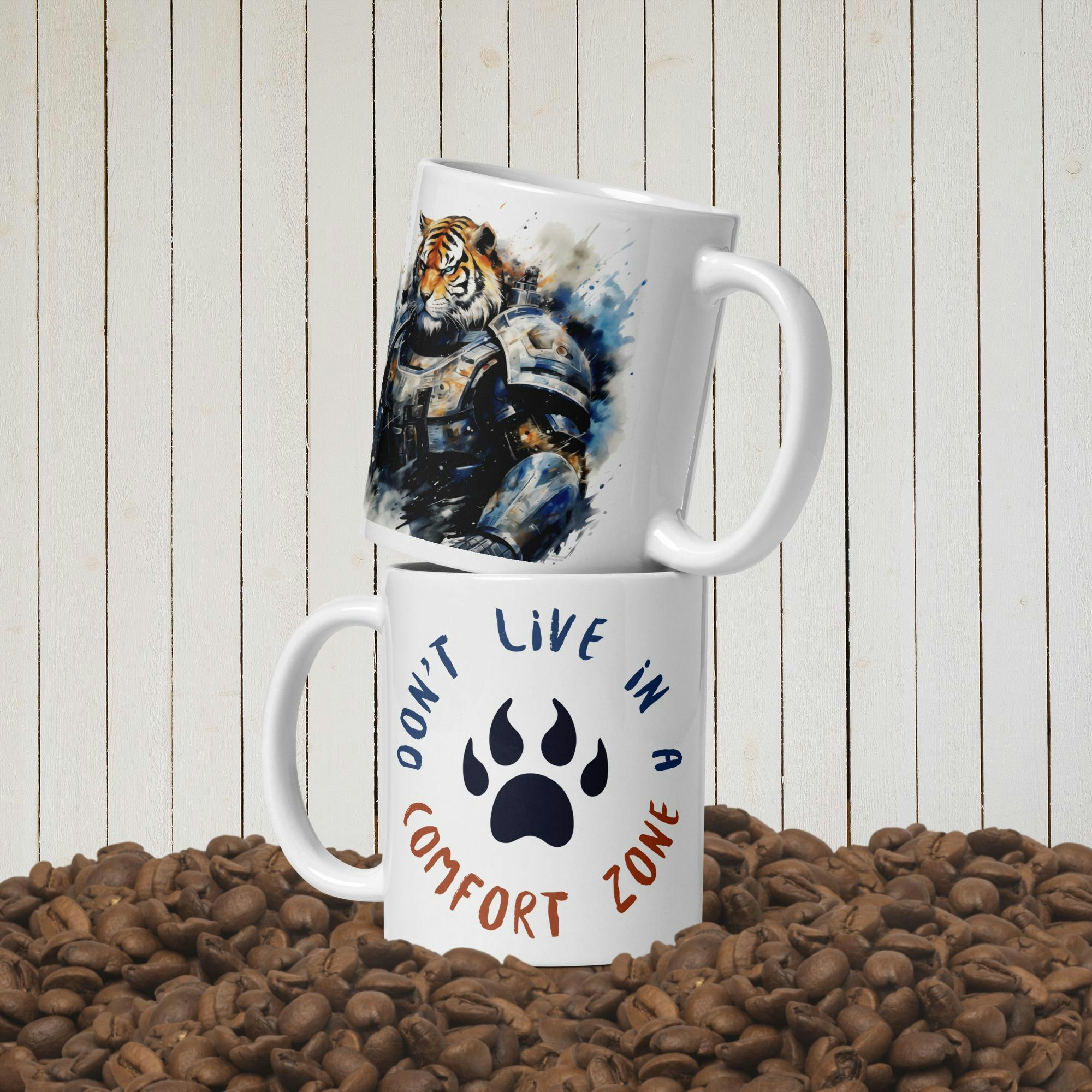 TigerMarine Mug | Don't Live in Comfort Zone | Customizable Text | Warhammer-Inspired Design