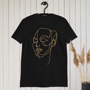 Elegant minimalistisk guldlinje ansikte T-shirt