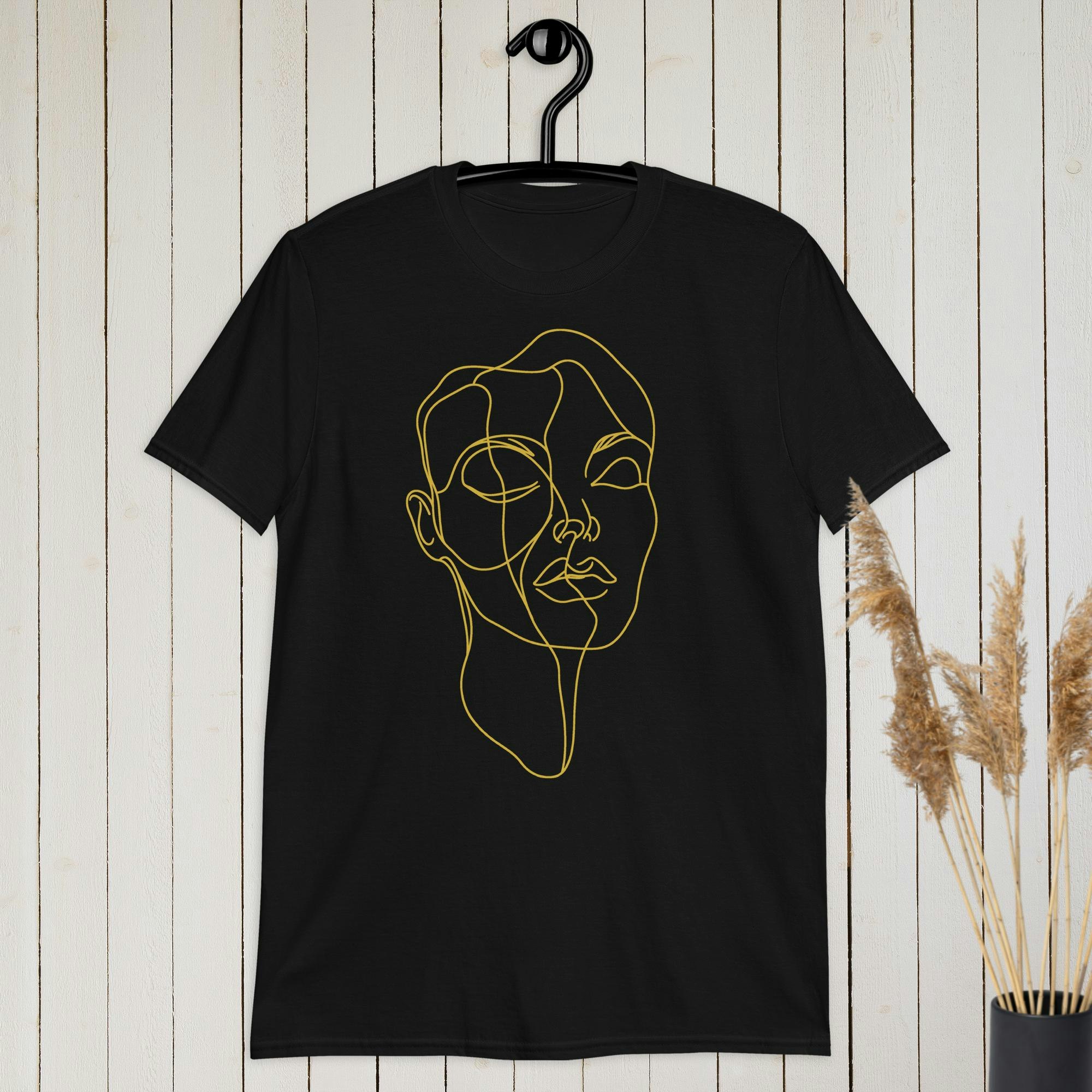 Elegant minimalist gold line face T-shirt