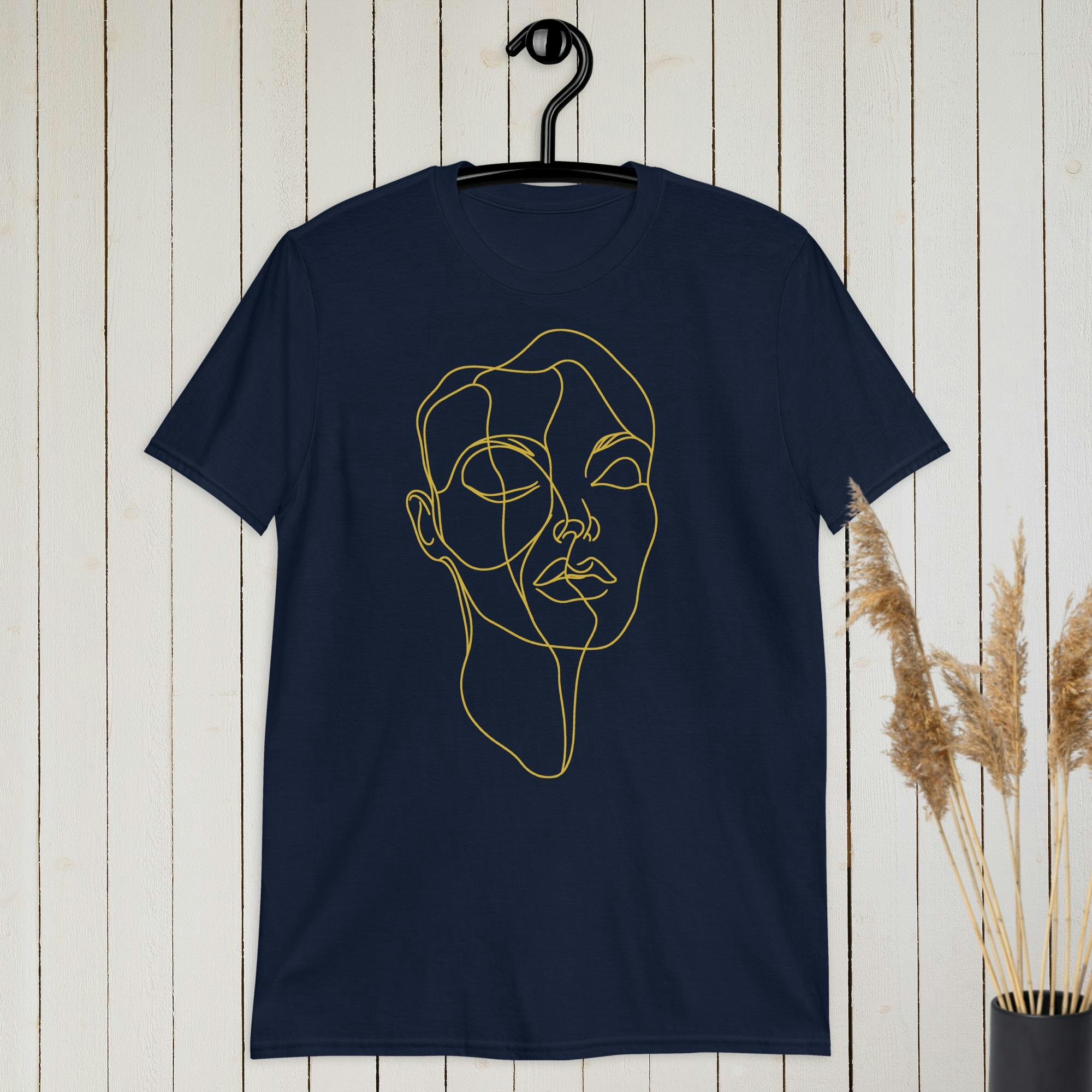 Elegant minimalist gold line face T-shirt
