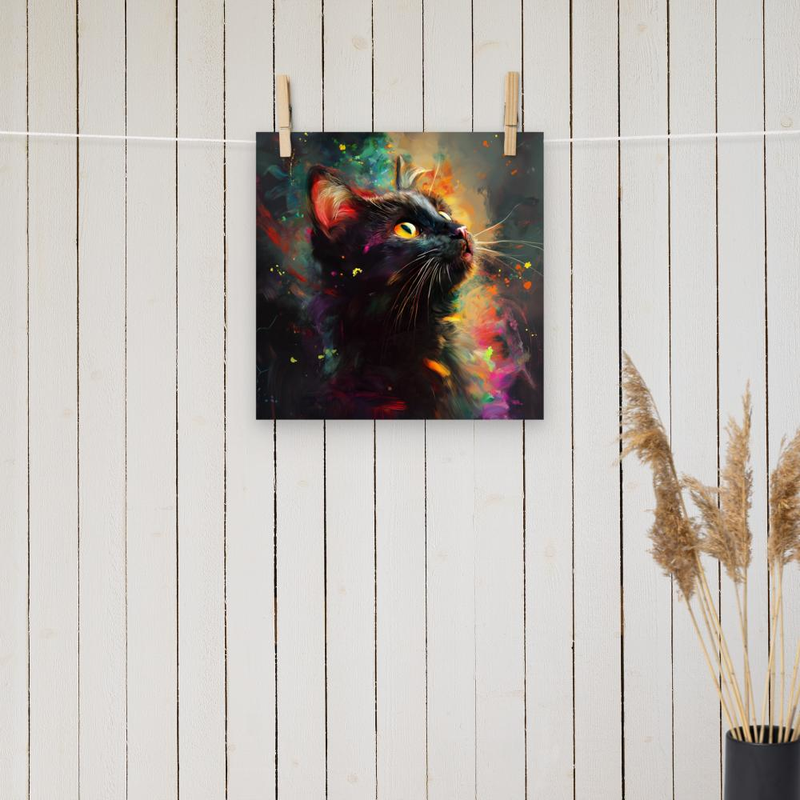 Cat Gazing Akvarell Poster