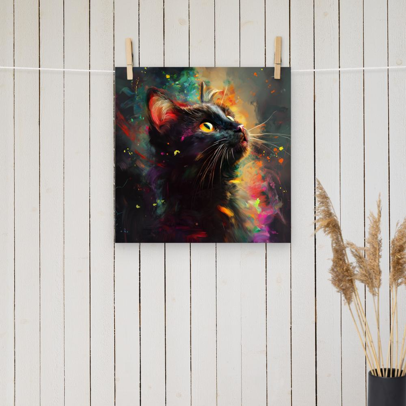 Cat Gazing Akvarell Poster