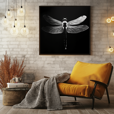 Dragonfly Silhoutte - black & white poster