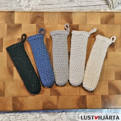Virkat handtagsskydd stekpanna - 50% lin 50% bomull