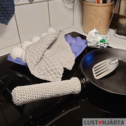 Virkat handtagsskydd stekpanna - 50% lin 50% bomull