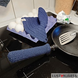 Virkat handtagsskydd stekpanna - 50% lin 50% bomull