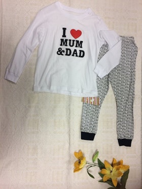 Barn kläder , " I LOVE MUM , DAD", 2st/set