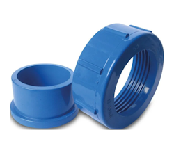 PVC blå mutter & flänshona 50 mm limanslutning till värmepump
