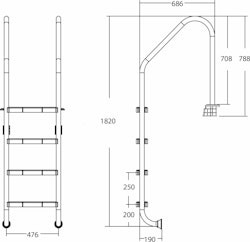 Poolstege wide 4-stegs