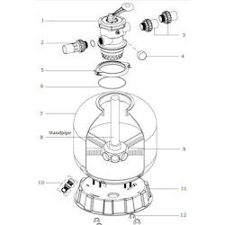 Standpipe/bottenrör till MEGA/Flotide V350-650 sandfilter