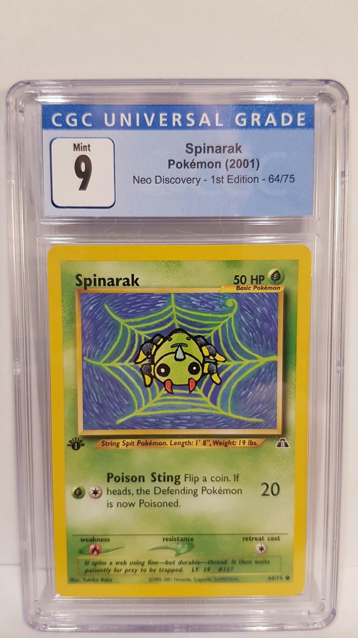 Spinarak - CGC 9 Mint - 64/75 - First Edition Neo Discovery WOTC