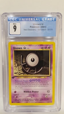 Unown U - CGC 9 Mint - 51/75 - First Edition Neo Discovery WOTC