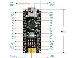 Nano V3.0 med 328P mikrokontroller, kompatibel med Arduino