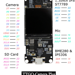 TTGO T-Camera Plus ESP32-DOWDQ6 8MB SPRAM Camera Module OV2640 1.3 Inch Display