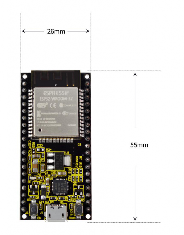 WIFI Bluetooth ESP32-WROOM-32D utvecklingskort