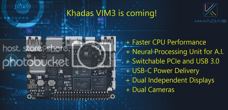 Khadas VIM3 Pro SBC 12nm Amlogic A311D Soc With 5.0 TOPS NPU 4GB + 32GB