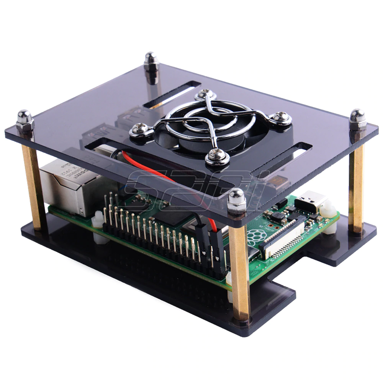 52Pi Acrylic Case Enclosure Cover for Raspberry Pi 4 Model B with Cooling Fan for Raspberry Pi 4B / 3B+ / 3B