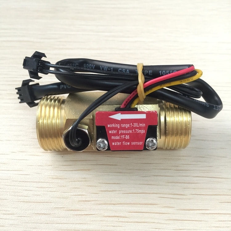 BRASS LIQUID FLOW METER WITH TEMPERATURE SENSOR PROBE G3/4 ELECTRIC WATER HEATER SENSOR