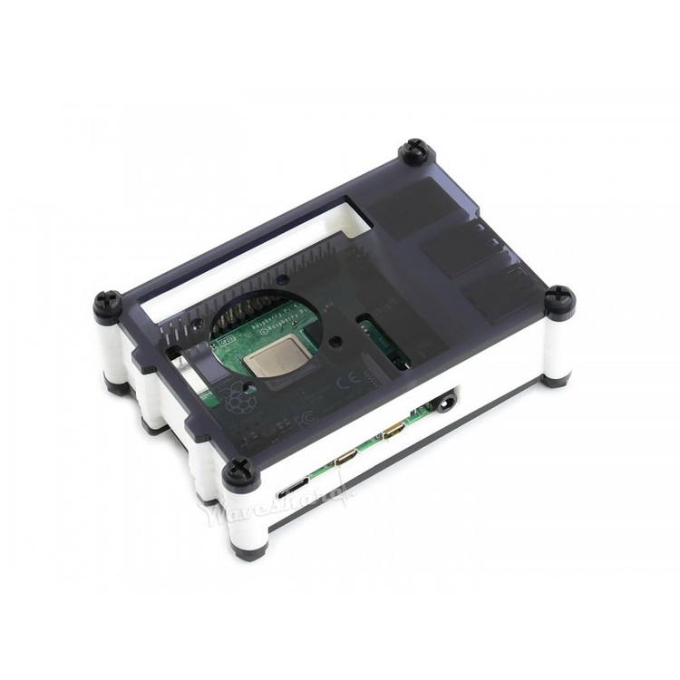 Black White Acrylic Case for Raspberry Pi 4, with Cooling Fan