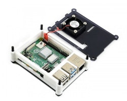 Black White Acrylic Case for Raspberry Pi 4, with Cooling Fan