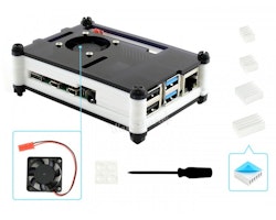 Black White Acrylic Case for Raspberry Pi 4, with Cooling Fan